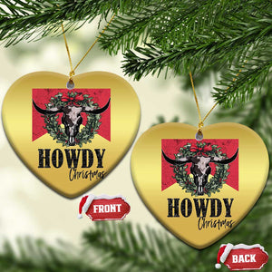 Western Xmas Christmas Ornament Howdy Christmas Cow Skull Xmas Wreath TS11 Heart Gold Print Your Wear