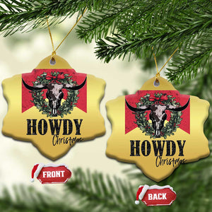 Western Xmas Christmas Ornament Howdy Christmas Cow Skull Xmas Wreath TS11 Snow Flake Gold Print Your Wear