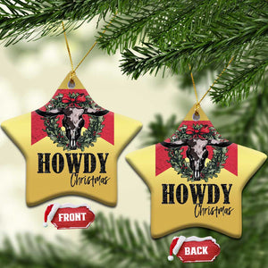 Western Xmas Christmas Ornament Howdy Christmas Cow Skull Xmas Wreath TS11 Star Gold Print Your Wear