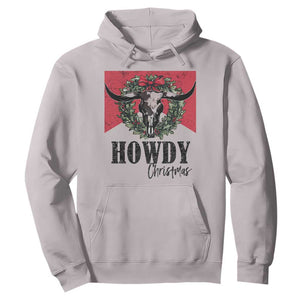 Western Howdy Christmas Hoodie Longhorn Skull Xmas Wreath TS11 Ice Gray Print Your Wear