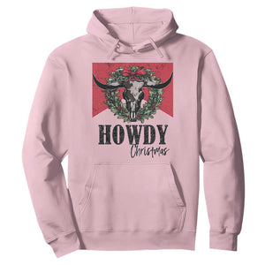 Western Howdy Christmas Hoodie Longhorn Skull Xmas Wreath TS11 Light Pink Print Your Wear