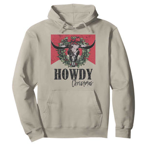 Western Howdy Christmas Hoodie Longhorn Skull Xmas Wreath TS11 Sand Print Your Wear
