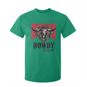 Western Howdy Christmas T Shirt For Kid Longhorn Skull Xmas Wreath TS11 Irish Green Print Your Wear