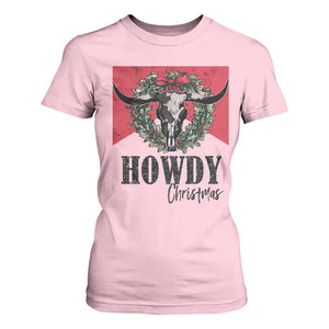 Western Howdy Christmas T Shirt For Women Longhorn Skull Xmas Wreath TS11 Light Pink Print Your Wear