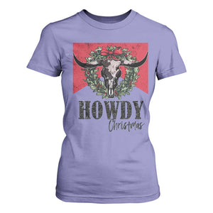 Western Howdy Christmas T Shirt For Women Longhorn Skull Xmas Wreath TS11 Violet Print Your Wear