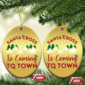 Funny Xmas Dirt Bike Christmas Ornament Santa Cross Is Coming To Town Motorcross TS11 Oval Gold Print Your Wear