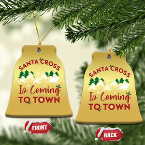 Funny Xmas Dirt Bike Christmas Ornament Santa Cross Is Coming To Town Motorcross TS11 Bell Flake Gold Print Your Wear