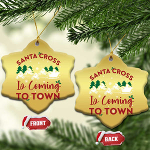 Funny Xmas Dirt Bike Christmas Ornament Santa Cross Is Coming To Town Motorcross TS11 Snow Flake Gold Print Your Wear