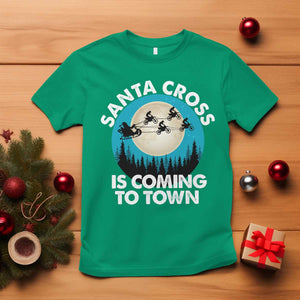 Funny Christmas Motocross T Shirt Santa Cross Is Coming To Town Sport TS11 Irish Green Print Your Wear