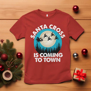 Funny Christmas Motocross T Shirt Santa Cross Is Coming To Town Sport TS11 Red Print Your Wear