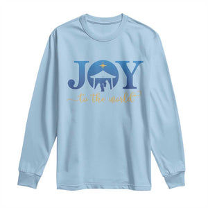 Joy To The World Long Sleeve Shirt Christian Christmas Nativity Scene Star Of Bethlehem TS11 Light Blue Print Your Wear