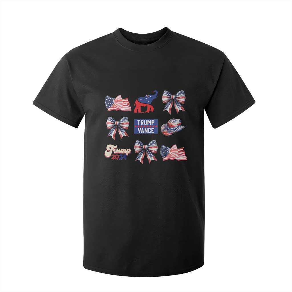 Trump Vance Supporter 2024 T Shirt For Kid American Flag Coquette Aesthetic TS11 Black Print Your Wear