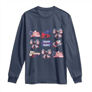 Trump Vance Supporter 2024 Long Sleeve Shirt American Flag Coquette Aesthetic TS11 Navy Print Your Wear