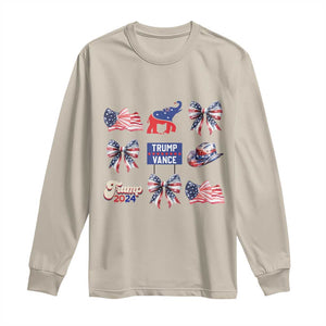 Trump Vance Supporter 2024 Long Sleeve Shirt American Flag Coquette Aesthetic TS11 Sand Print Your Wear