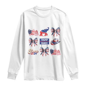 Trump Vance Supporter 2024 Long Sleeve Shirt American Flag Coquette Aesthetic TS11 White Print Your Wear