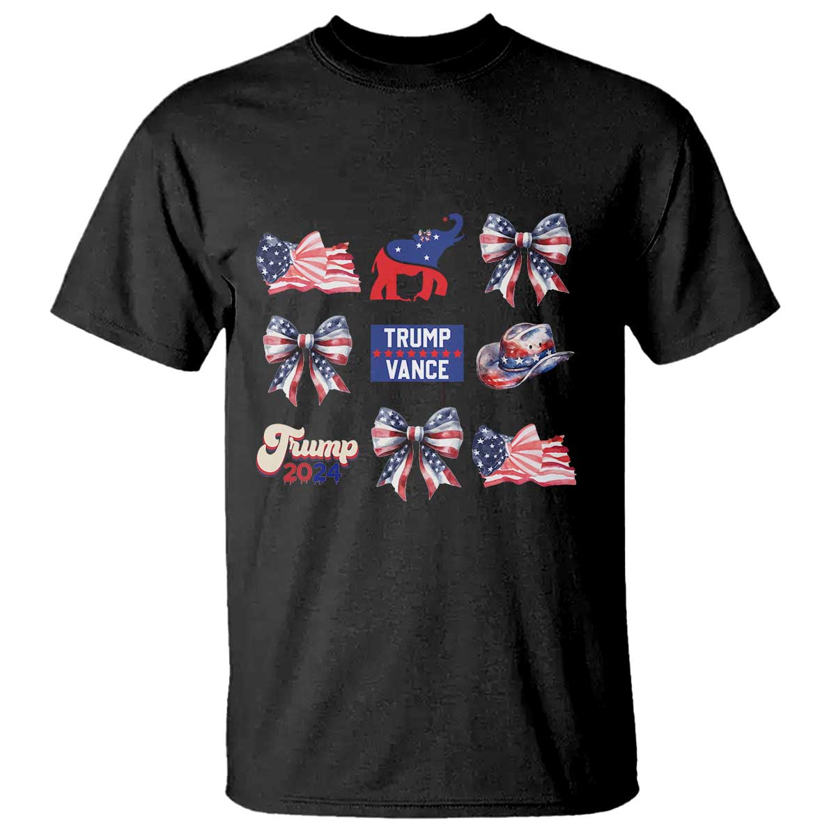 Trump Vance Supporter 2024 T Shirt American Flag Coquette Aesthetic TS11 Black Print Your Wear