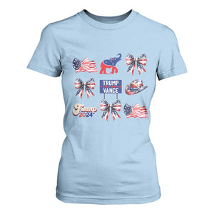 Trump Vance Supporter 2024 T Shirt For Women American Flag Coquette Aesthetic TS11 Light Blue Print Your Wear