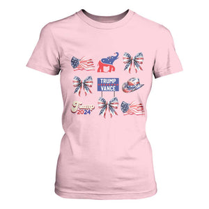 Trump Vance Supporter 2024 T Shirt For Women American Flag Coquette Aesthetic TS11 Light Pink Print Your Wear