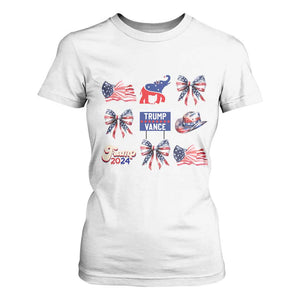 Trump Vance Supporter 2024 T Shirt For Women American Flag Coquette Aesthetic TS11 White Print Your Wear