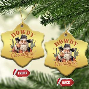 Funny Western Xmas Christmas Ornament Howdy Christmas Retro Cowboy Santa Country TS11 Snow Flake Gold Print Your Wear