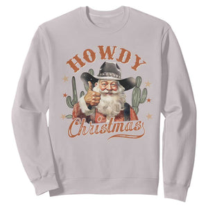 Funny Western Xmas Sweatshirt Howdy Christmas Retro Cowboy Santa Country TS11 Ice Gray Print Your Wear