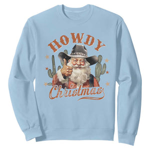 Funny Western Xmas Sweatshirt Howdy Christmas Retro Cowboy Santa Country TS11 Light Blue Print Your Wear