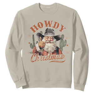 Funny Western Xmas Sweatshirt Howdy Christmas Retro Cowboy Santa Country TS11 Sand Print Your Wear