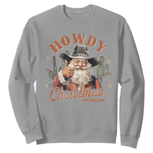 Funny Western Xmas Sweatshirt Howdy Christmas Retro Cowboy Santa Country TS11 Sport Gray Print Your Wear