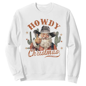 Funny Western Xmas Sweatshirt Howdy Christmas Retro Cowboy Santa Country TS11 White Print Your Wear