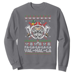 Christmas Viking Sweatshirt Fa La La La La Val Hal La Santa Viking Warriors TS11 Charcoal Print Your Wear