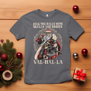 Viking Christmas T Shirt Deck The Halls With Skulls And Bodies Valhalla TS11 Charcoal Print Your Wear