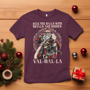 Viking Christmas T Shirt Deck The Halls With Skulls And Bodies Valhalla TS11 Maroon Print Your Wear