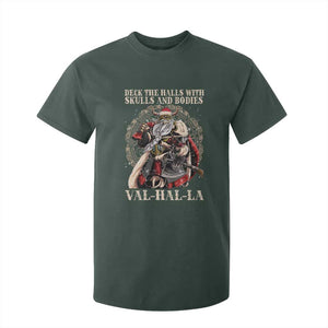 Viking Christmas T Shirt For Kid Deck The Halls With Skulls And Bodies Valhalla TS11 Dark Forest Green Print Your Wear