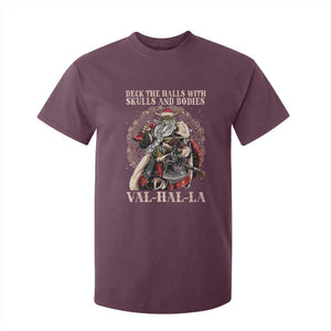 Viking Christmas T Shirt For Kid Deck The Halls With Skulls And Bodies Valhalla TS11 Maroon Print Your Wear