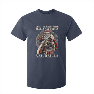 Viking Christmas T Shirt For Kid Deck The Halls With Skulls And Bodies Valhalla TS11 Navy Print Your Wear