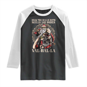 Viking Christmas Raglan Shirt Deck The Halls With Skulls And Bodies Valhalla TS11 Black White Print Your Wear
