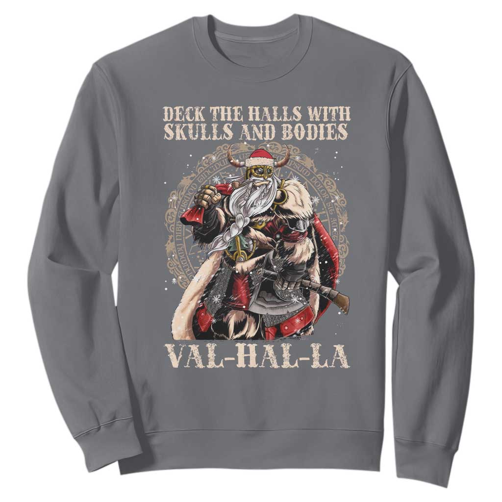 Viking Christmas Sweatshirt Deck The Halls With Skulls And Bodies Valhalla TS11 Charcoal Print Your Wear
