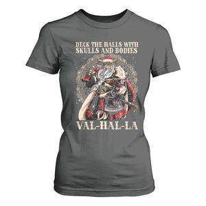 Viking Christmas T Shirt For Women Deck The Halls With Skulls And Bodies Valhalla TS11 Dark Heather Print Your Wear