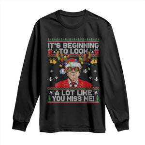 Funny Trump Christmas Long Sleeve Shirt It's Beginning To Look A Lot Like You Miss Me TS11 Black Print Your Wear