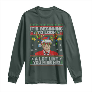 Funny Trump Christmas Long Sleeve Shirt It's Beginning To Look A Lot Like You Miss Me TS11 Dark Forest Green Print Your Wear