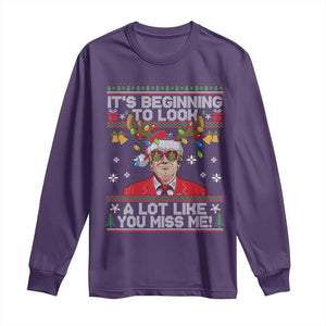 Funny Trump Christmas Long Sleeve Shirt It's Beginning To Look A Lot Like You Miss Me TS11 Purple Print Your Wear