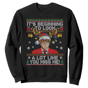 Funny Trump Christmas Sweatshirt It's Beginning To Look A Lot Like You Miss Me TS11 Black Print Your Wear