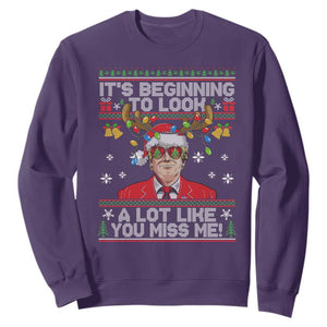 Funny Trump Christmas Sweatshirt It's Beginning To Look A Lot Like You Miss Me TS11 Purple Print Your Wear