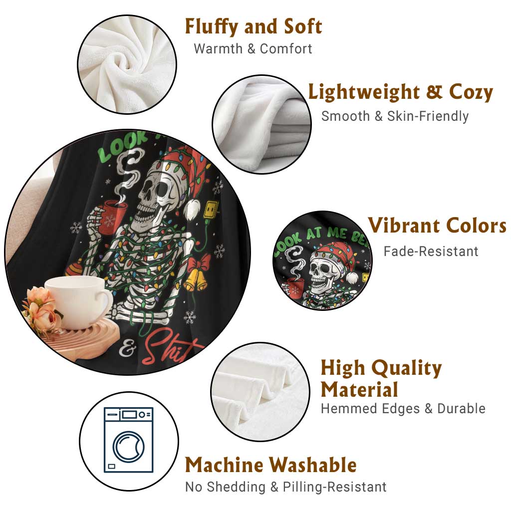 Look At Me Being Festive And Shit Throw Blanket Funny Christmas Skeleton TS11 Print Your Wear
