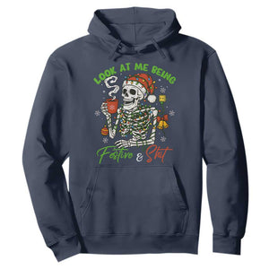 Look At Me Being Festive And Shit Hoodie Funny Christmas Skeleton TS11 Navy Print Your Wear