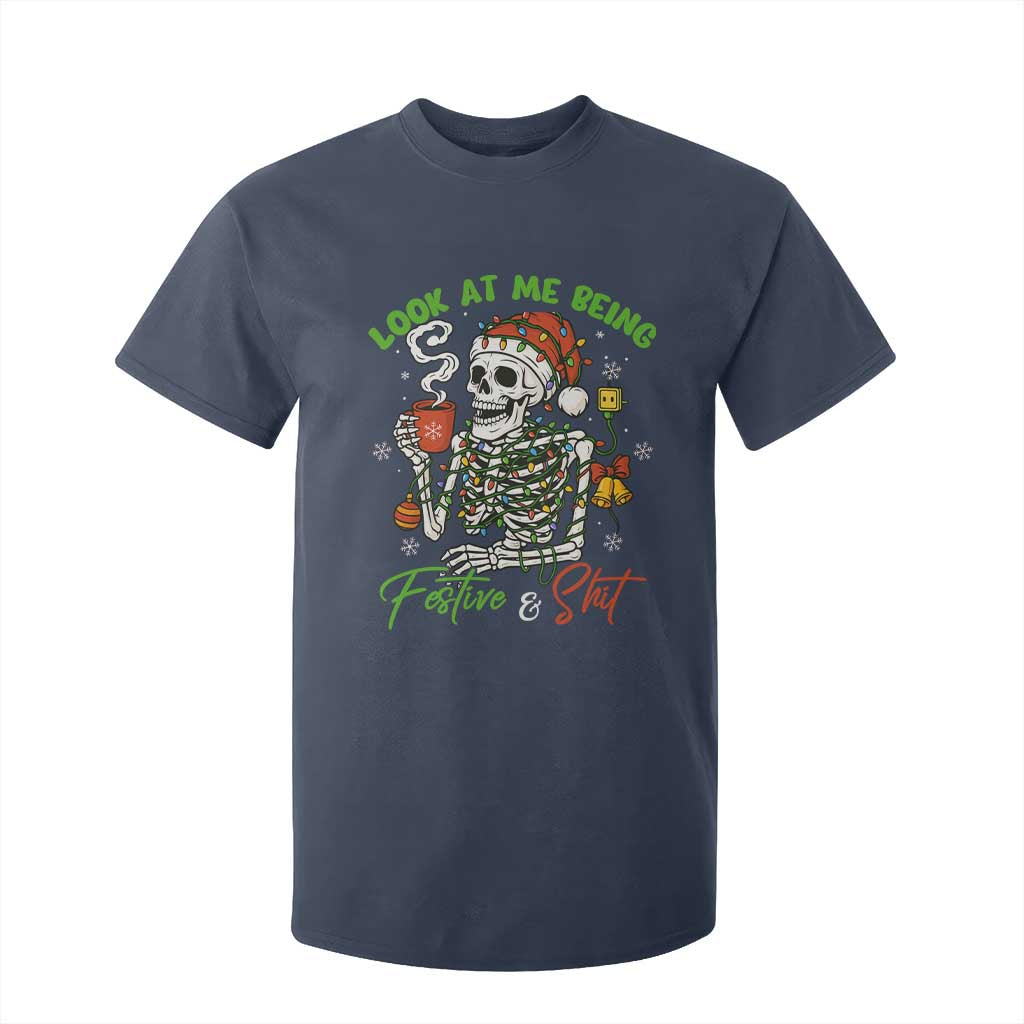 Look At Me Being Festive And Shit T Shirt For Kid Funny Christmas Skeleton TS11 Navy Print Your Wear