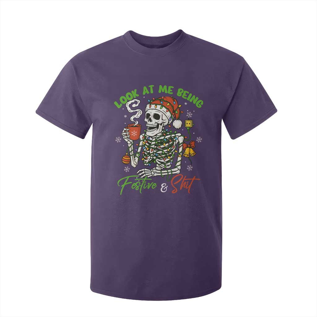 Look At Me Being Festive And Shit T Shirt For Kid Funny Christmas Skeleton TS11 Purple Print Your Wear
