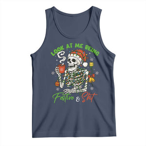 Look At Me Being Festive And Shit Tank Top Funny Christmas Skeleton TS11 Navy Print Your Wear