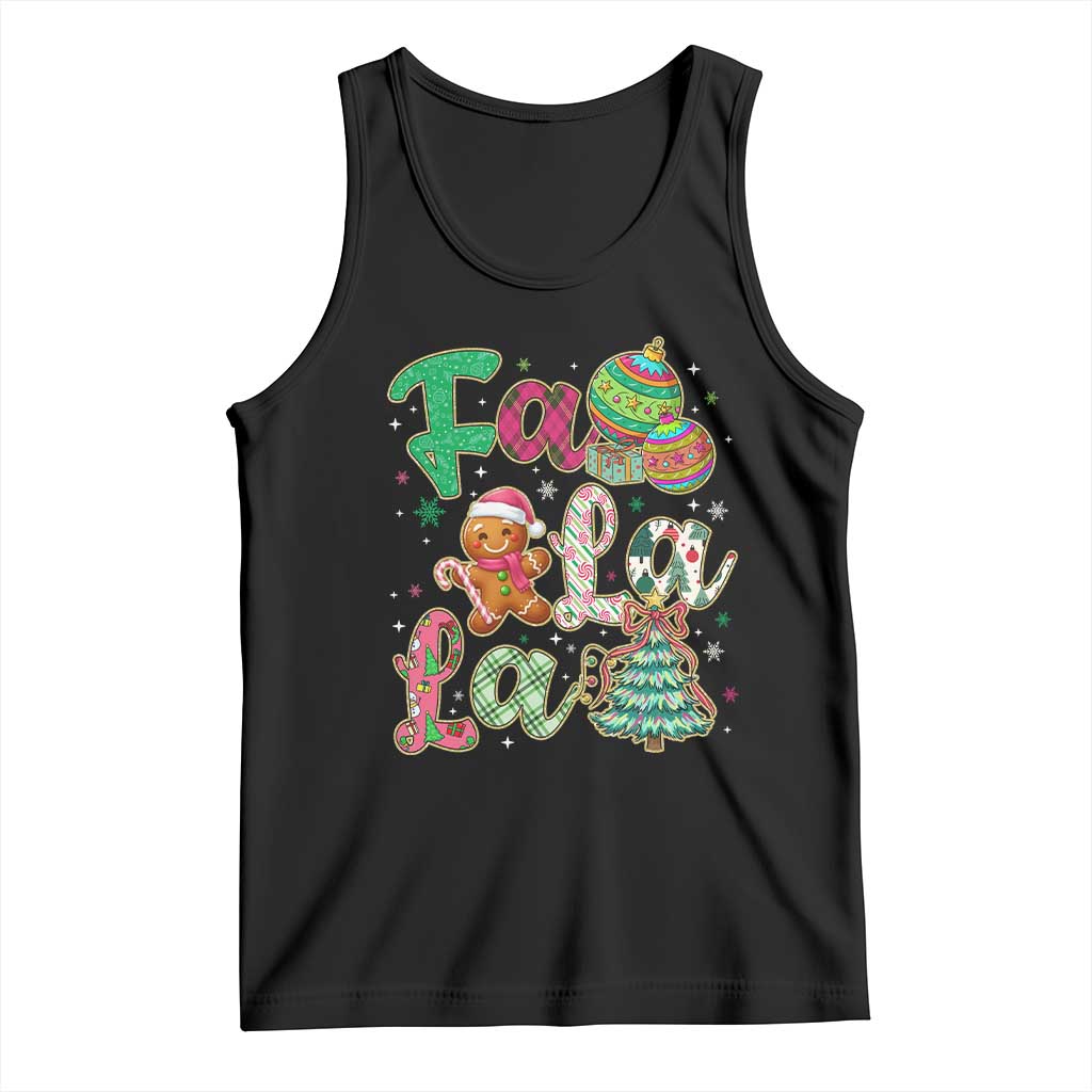 Funny Falala Christmas Song Faux Glitter Gingerbread Tank Top TS11 Black Print Your Wear