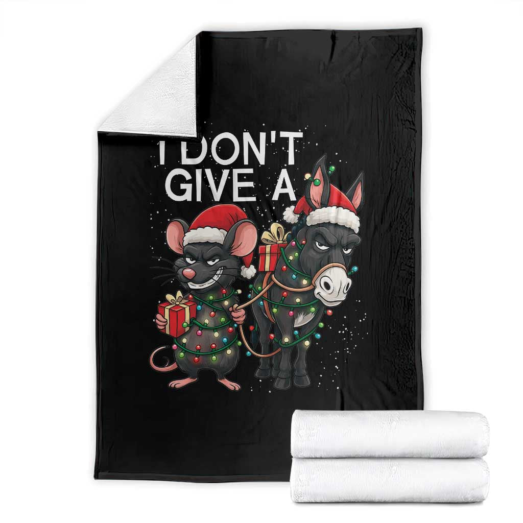 Funny Christmas I Dont Give a Rats Ass Throw Blanket Donkey And Mouse Xmas Holiday TS11 Black Print Your Wear